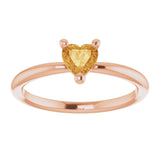 14K Gold Natural Citrine Heart Solitaire Ring - Rose Gold - view 3