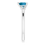 14K Gold Natural London Blue Topaz Heart Solitaire Ring - White Gold - view 4