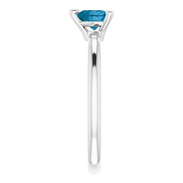 14K Gold Natural London Blue Topaz Heart Solitaire Ring - White Gold - view 4