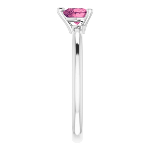 14K Gold Natural Pink Tourmaline Heart Solitaire Ring - White Gold - view 4