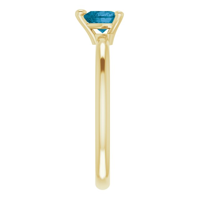 14K Gold Natural London Blue Topaz Heart Solitaire Ring - Yellow Gold - view 4