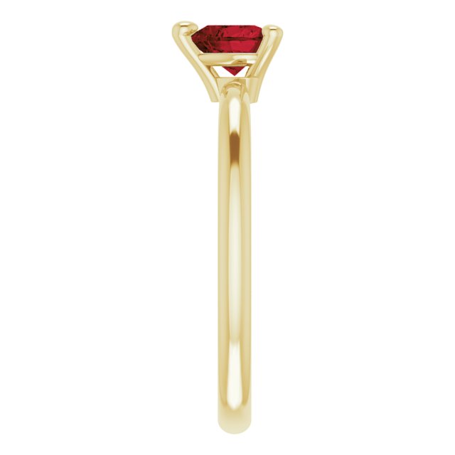 14K Gold Natural Mozambique Garnet Heart Solitaire Ring - Yellow Gold - view 4