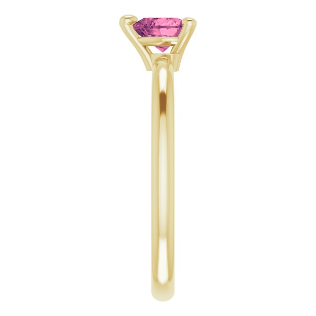14K Gold Natural Pink Tourmaline Heart Solitaire Ring - Yellow Gold - view 4