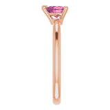 14K Gold Natural Pink Tourmaline Heart Solitaire Ring - Rose Gold - view 4