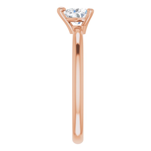 14K Gold Natural White Sapphire Heart Solitaire Ring - Rose Gold - view 4