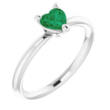 Platinum Lab-Grown Emerald Heart Solitaire Ring