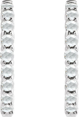 Platinum Round Natural Diamond Cabochon Hinged Hoop Earrings - view 4