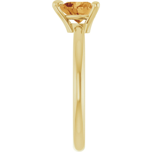 14K Gold Natural Citrine Heart Solitaire Ring - Yellow Gold - view 4