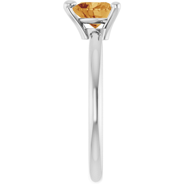 Platinum Natural Citrine Heart Solitaire Ring - view 5