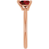 14K Gold Natural Mozambique Garnet Heart Solitaire Ring - Rose Gold - view 5
