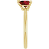 14K Gold Natural Mozambique Garnet Heart Solitaire Ring - Yellow Gold - view 4