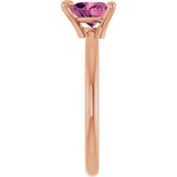14K Gold Natural Pink Tourmaline Heart Solitaire Ring - Rose Gold - view 5