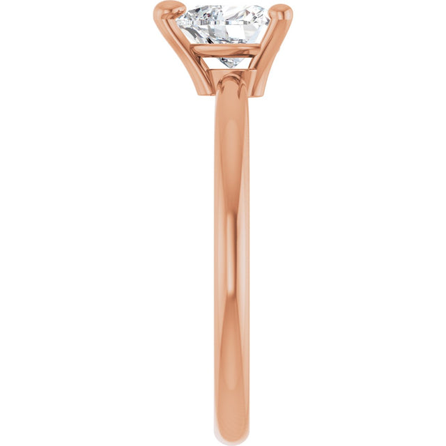 14K Gold Natural White Sapphire Heart Solitaire Ring - Rose Gold - view 5