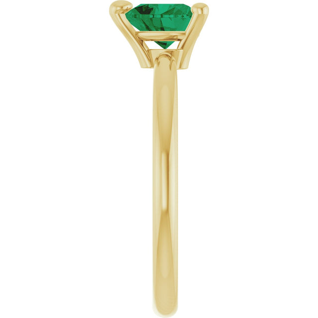 14K Gold Lab-Grown Emerald Heart Solitaire Ring - Yellow Gold - view 4