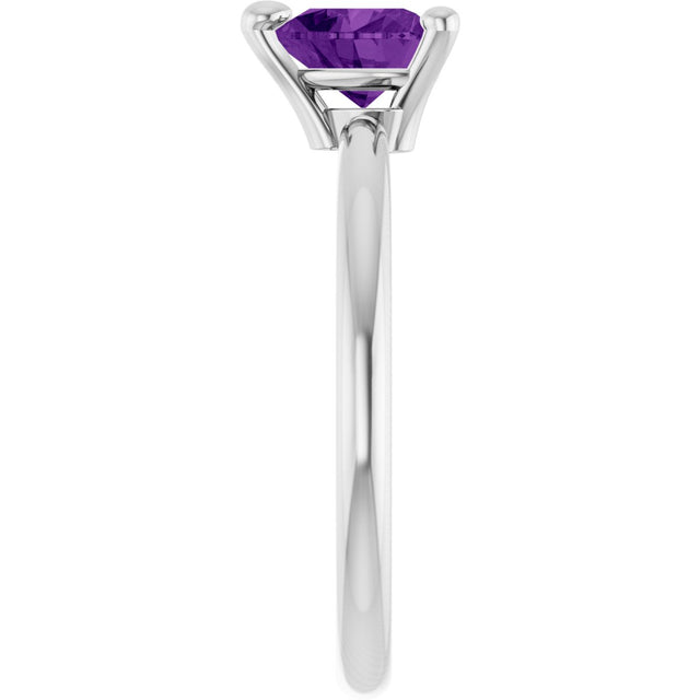 14K Gold Natural Amethyst Heart Solitaire Ring - White Gold - view 4