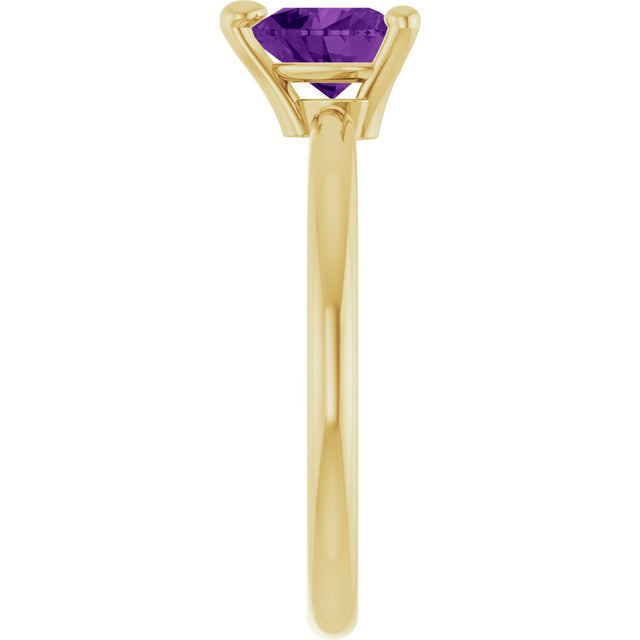 14K Gold Natural Amethyst Heart Solitaire Ring - Yellow Gold - view 4