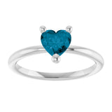 Platinum Natural London Blue Topaz Heart Solitaire Ring - view 3