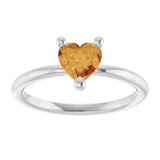 Platinum Natural Citrine Heart Solitaire Ring - view 3