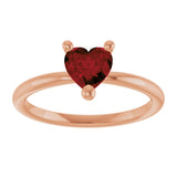 14K Gold Natural Mozambique Garnet Heart Solitaire Ring - Rose Gold - view 3