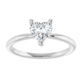Platinum Natural White Sapphire Heart Solitaire Ring - view 3