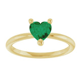 14K Gold Lab-Grown Emerald Heart Solitaire Ring - Yellow Gold - view 3