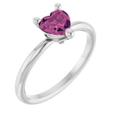 Platinum Natural Pink Tourmaline Heart Solitaire Ring