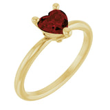 14K Gold Natural Mozambique Garnet Heart Solitaire Ring - Yellow Gold - view 5