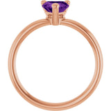 14K Gold Natural Amethyst Heart Solitaire Ring - Rose Gold - view 2