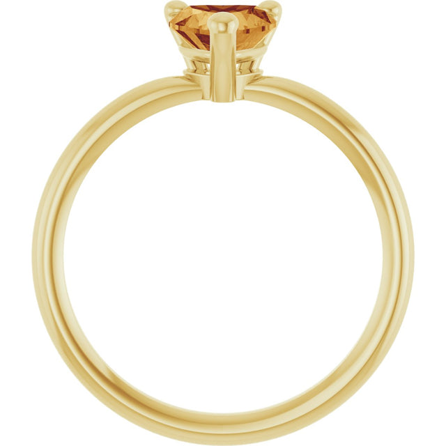 14K Gold Natural Citrine Heart Solitaire Ring - Yellow Gold - view 2