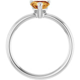 Platinum Natural Citrine Heart Solitaire Ring - view 2