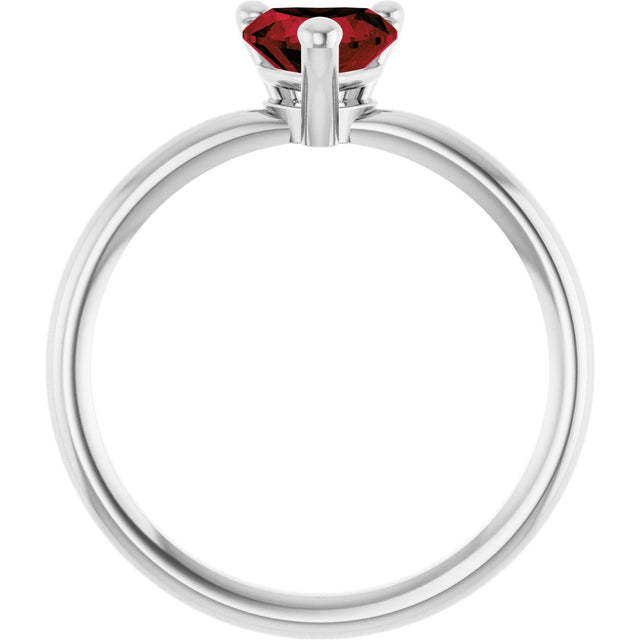 Platinum Natural Mozambique Garnet Heart Solitaire Ring - view 2