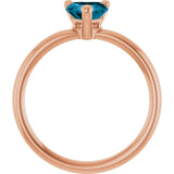 14K Gold Natural London Blue Topaz Heart Solitaire Ring - Rose Gold - view 2