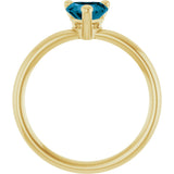 14K Gold Natural London Blue Topaz Heart Solitaire Ring - Yellow Gold - view 2