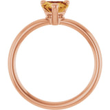 14K Gold Natural Citrine Heart Solitaire Ring - Rose Gold - view 2