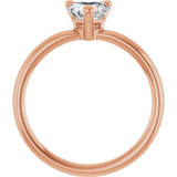 14K Gold Natural White Sapphire Heart Solitaire Ring - Rose Gold - view 2