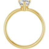 14K Gold Natural White Sapphire Heart Solitaire Ring - Yellow Gold - view 2