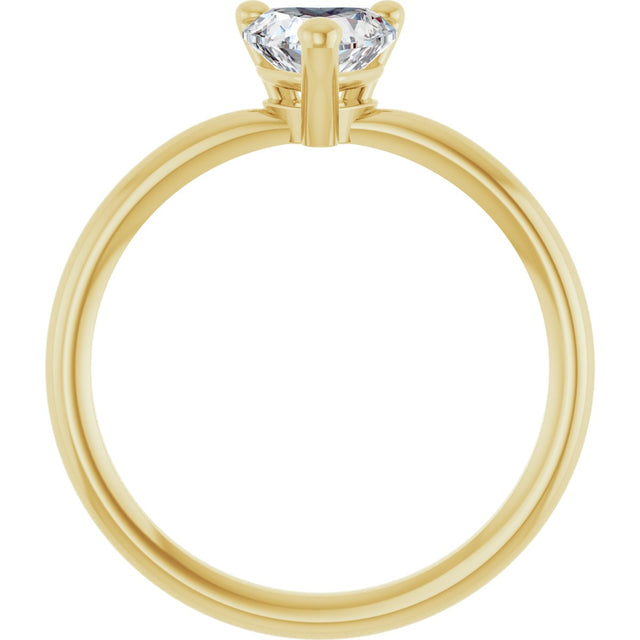 14K Gold Natural White Sapphire Heart Solitaire Ring - Yellow Gold - view 2