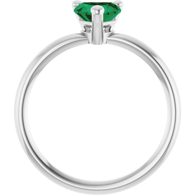 Platinum Lab-Grown Emerald Heart Solitaire Ring - view 2