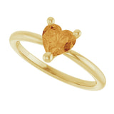 14K Gold Natural Citrine Heart Solitaire Ring - Yellow Gold - view 5
