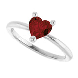 Platinum Natural Mozambique Garnet Heart Solitaire Ring - view 6