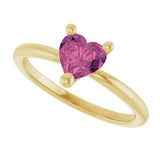 14K Gold Natural Pink Tourmaline Heart Solitaire Ring - Yellow Gold - view 5