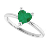 Platinum Lab-Grown Emerald Heart Solitaire Ring - view 6