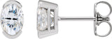 Platinum Oval Lab-Grown Moissanite Half-Bezel Solitaire Stud Earrings