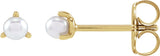 Platinum Cultured White Seed Pearl Seed Pearl 3-Prong Stud Earrings - view 3