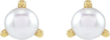 Platinum Cultured White Seed Pearl Seed Pearl 3-Prong Stud Earrings - view 4
