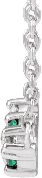 Platinum Round Lab-Grown Emerald & Natural Diamond Accented Bar Necklace - view 2
