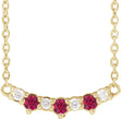 14K Gold Round Lab-Grown Ruby & Natural Diamond Accented Bar Necklace - Yellow Gold