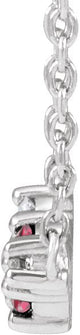 Platinum Round Lab-Grown Ruby & Natural Diamond Accented Bar Necklace - view 2