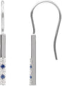 Platinum Round Natural Blue Sapphire & Natural Diamond Accented Bar Earrings