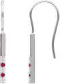 14K Gold Round Natural Ruby & Natural Diamond Accented Bar Earrings - White Gold